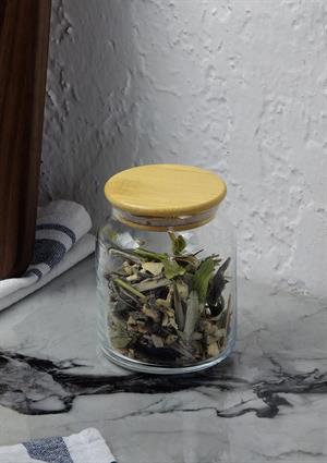 Cam Kavanoz - Bambu Vakum Kapaklı - Saklama Kavanozu - 250 ML, 1 ADET