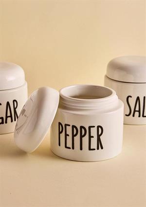 Francesco 3lü Porselen Ergonomik Baharatlık Seti Yuvarlak Formlu Beyaz Takım