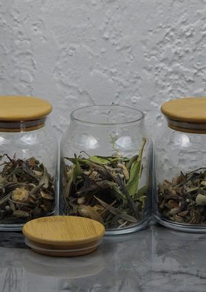 Cam Kavanoz Seti - 6lı Bambu Kapaklı Kavanoz Takımı - 12 Parça, 250 ML