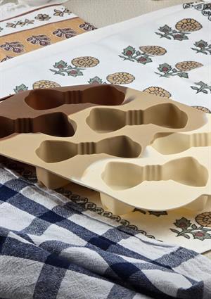 Silikon Kek Kalıbı - Kurdele Desenli 6lı Kurabiye Kalıbı - Isıya Dayanıklı
