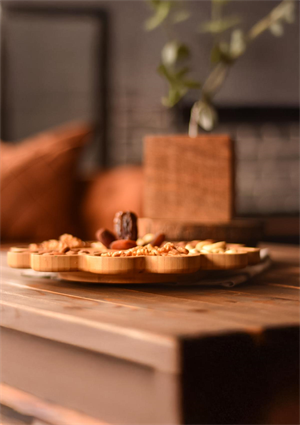 Bambu Döner Stantlı Çok Amaçlı Sunum Tabağı - Şekerlik, Kahvaltılık - 30 CM - Kalp Şekilli