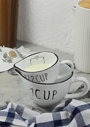 Loza 2li Ölçü Kabı Seti - Porselen Ölçüm Bardağı Takımı - 2 Parça