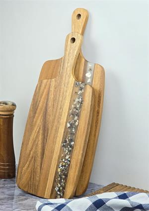 2li Akasya Kesme Tahtası Takımı - Dikdörtgen Kesim Tahtası Seti - 45 + 40 CM, 2 Parça