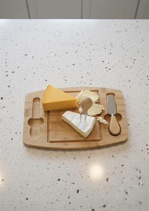 Bambu Peynir Tabağı - Peynir Sunumluk Seti- 3 Parça