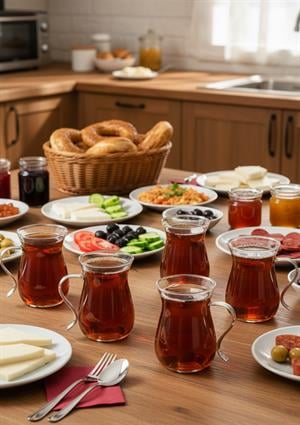 6lı Cam Çay Bardağı Seti - Kulplu Çay Bardağı Takımı - 6 Parça, 150 ML