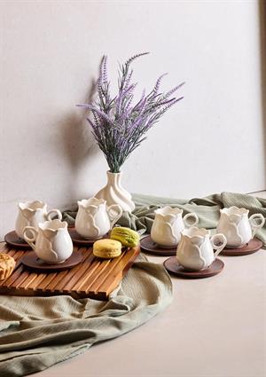 Dark Gül Yaprağı Porselen Kahve Fincanı Seti - 90 ML, 6 Kişilik