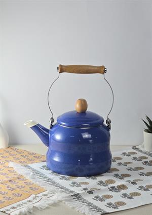 Alev Vintage Demlik - Ahşap Saplı Emaye Çaydanlık, Kettle - 2.5 Litre
