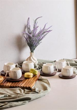 Dark Balkabağı Porselen Kahve Fincanı Seti - 90 ML, 6 Kişilik