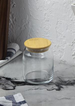 Cam Kavanoz - Bambu Vakum Kapaklı - Saklama Kavanozu - 250 ML, 1 ADET