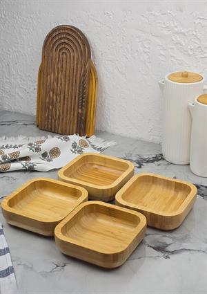 Bambu Kase Seti - 4lü Kase Takımı - 260 ML, 14 CM - 4 Parça