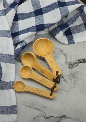 Bambu Ölçü Kaşığı Seti - Doğal 4lü Baharat Kaşığı Takımı - 4 Parça