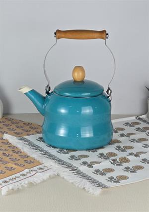 Alev Vintage Demlik - Ahşap Saplı Emaye Çaydanlık, Kettle - 2.5 Litre
