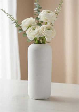 Fiona Seramik Vazo Oval, Beyaz 25 CM