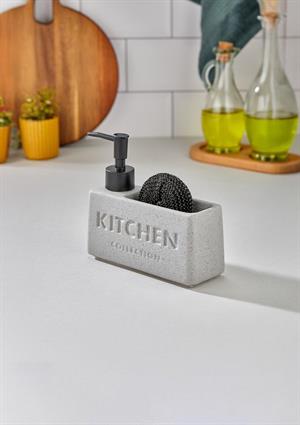 Seramik Sünger Hazneli Sıvı Sabunluk - Banyo Mutfak Sıvı Sabunluk Takımı - 350 ML
