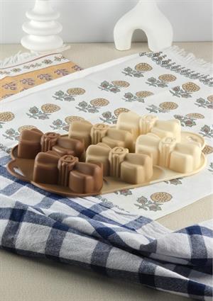 Silikon Kek Kalıbı - Kurdele Desenli 6lı Kurabiye Kalıbı - Isıya Dayanıklı