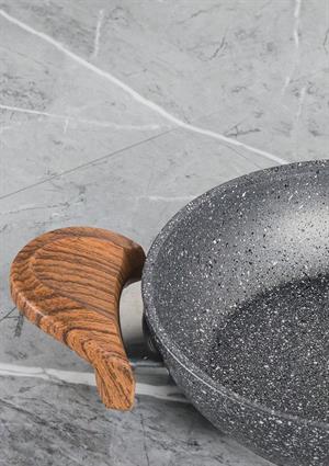 Granit Kaplama Sahan - Alüminyum Döküm, Ahşap Kulplu Sahan -18 CM