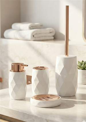 Akrilik Rose Banyo Seti - 4 Parça, Beyaz