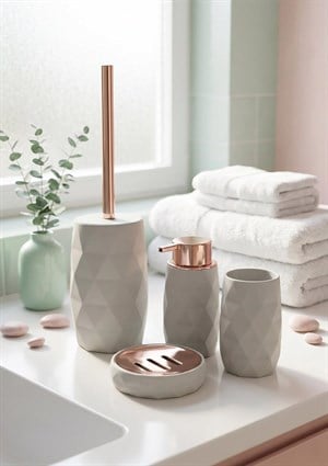 Akrilik Rose Banyo Seti - 4 Parça, Krem