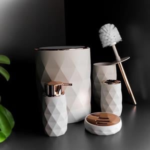 Hometarz Akrilik Rose Banyo Wc Takımı 5 li Sabunluk Fırçalık Set Akrilik Banyo Seti