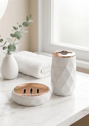 Akrilik Rose Lavabo Seti - 2 Parça, Beyaz