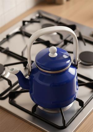 Alev Vintage Demlik - Emaye Çaydanlık, Kettle - 1 Litre, Lacivert