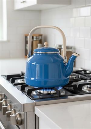Alev Vintage Demlik - Emaye Çaydanlık Kettle - Mavi - 3.5 Litre
