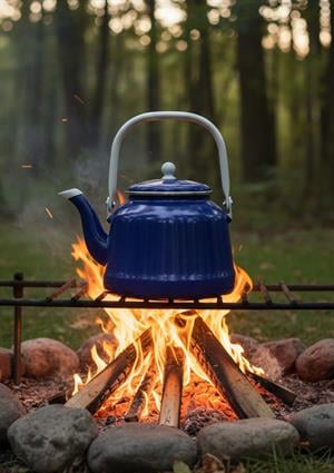 Alev Vintage Demlik - Emaye Çaydanlık Kettle - Lacivert - 2 Litre