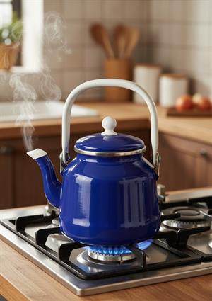 Alev Vintage Demlik - Emaye Çaydanlık, Kettle - 1 Litre, Lacivert