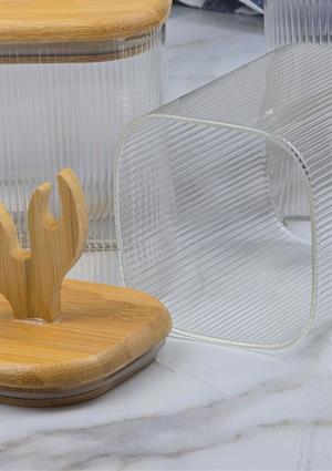 Hometarz Boynuz Şekilli Cam Kavanoz Seti - Borosilikat Cam Kavanoz Takımı - 4lü Set