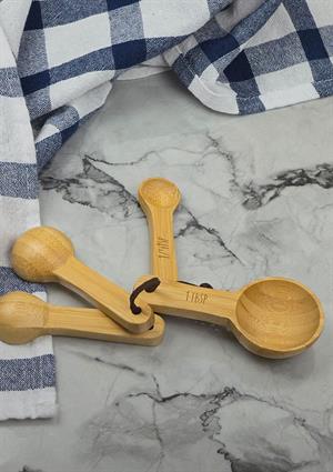 Bambu Ölçü Kaşığı Seti - Doğal 4lü Baharat Kaşığı Takımı - 4 Parça