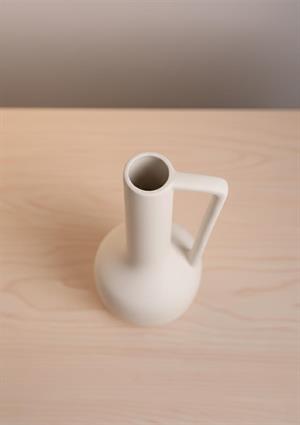 Fiona Seramik Vazo Kulplu, Beyaz 25 CM