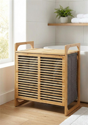 Bambu Çamaşır Sepeti Çift Hazneli 2x35 Litre