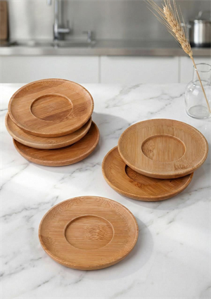 Bambu Çay Tabağı Seti - 6 Parça, 10 CM