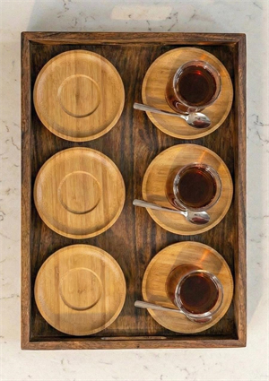 Bambu Çay Tabağı Seti - 6 Parça, 10 CM