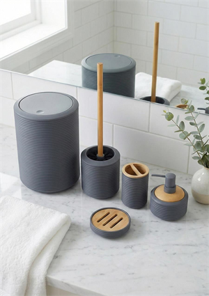 Bambu Detaylı Akrilik Banyo Seti - 5 Parça