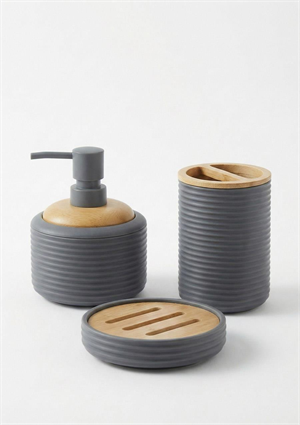 Bambu Detaylı Akrilik Banyo Seti - 5 Parça