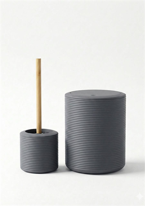 Bambu Detaylı Akrilik Banyo Seti - 5 Parça