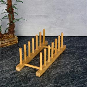 Bambu Tabaklık 6 Tabak Kapasitesi Antibakteriyel Mutfak Tabak Düzenleyicisi Bulaşıklık