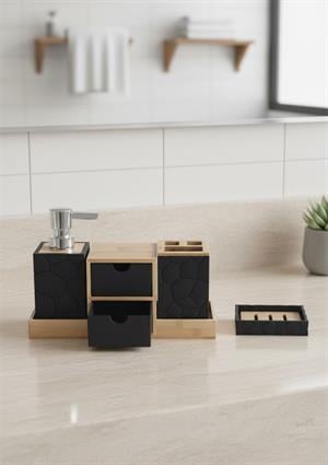 Akrilik Bambu Banyo Seti - 5 Parça Banyo Takımı