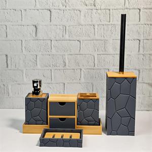 Akrilik Bambu Banyo Seti - 5 Parça Banyo Takımı