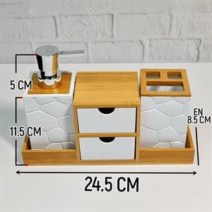 Akrilik Bambu Banyo Seti - 5 Parça Banyo Takımı