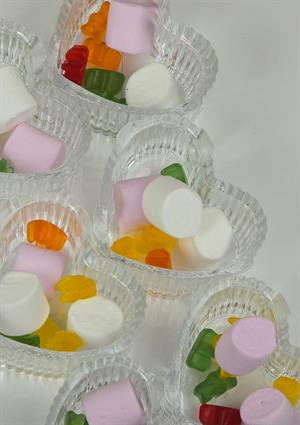 Suriyana Cam Magnolya Kasesi - Kalp Şekilli 6lı Cam Kase Seti - 130 ML