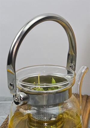 Cam Bitki Demliği - Borosilikat Cam Çaydanlık - 600 ML