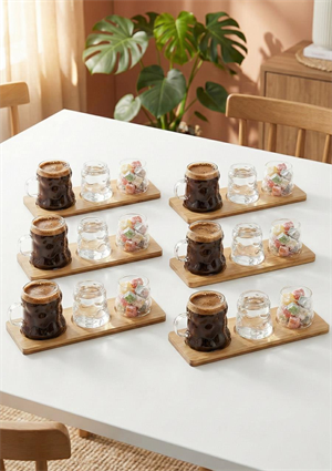 Bubble Cam Kahve Fincan Seti - 6 Kişilik 24 Parça, 80 ML