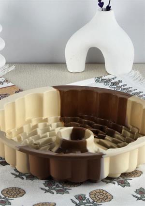 Silikon Kek Kalıbı - Yuvarlak Örgü Dokulu Kalıp - Isıya Dayanıklı, 1 Litre