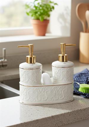 Mundo Porselen Sıvı Sabunluk Seti - 2x300 ML