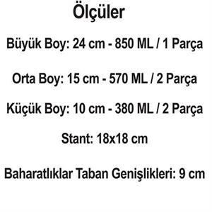 Cam Baharatlık Seti Döner Standlı Baharat Takımı 6 Parça Rena