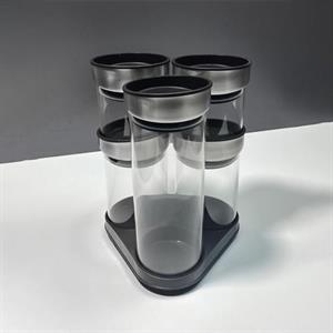 Cam Baharatlık Seti Döner Standlı Baharat Takımı 6 Parça Rena