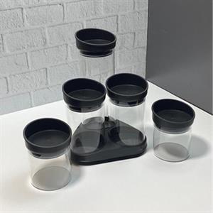 Cam Baharatlık Seti Döner Standlı Baharat Takımı 6 Parça Sorti