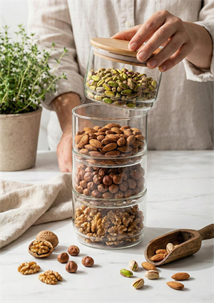 4 Katlı Cam Saklama Kabı Seti, Küçük boy - 5 Parça, 200 ML